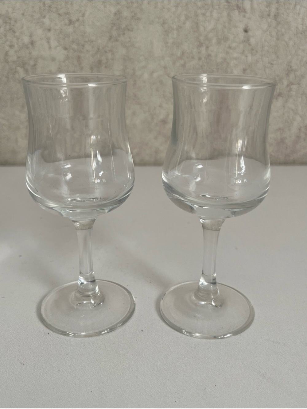 Vintage Tulip Goblet Clear Glass Liqueur Mini Wine Goblet 4.5” Set of 2